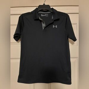 Boys Black Under Armour Golf Polo